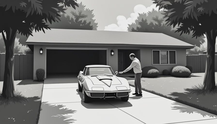 Illustration for old corvette