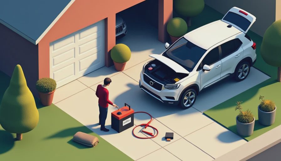 Illustration for connecting new car battery