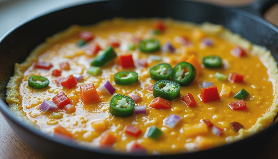 Visual context for southwest omelette ingredients